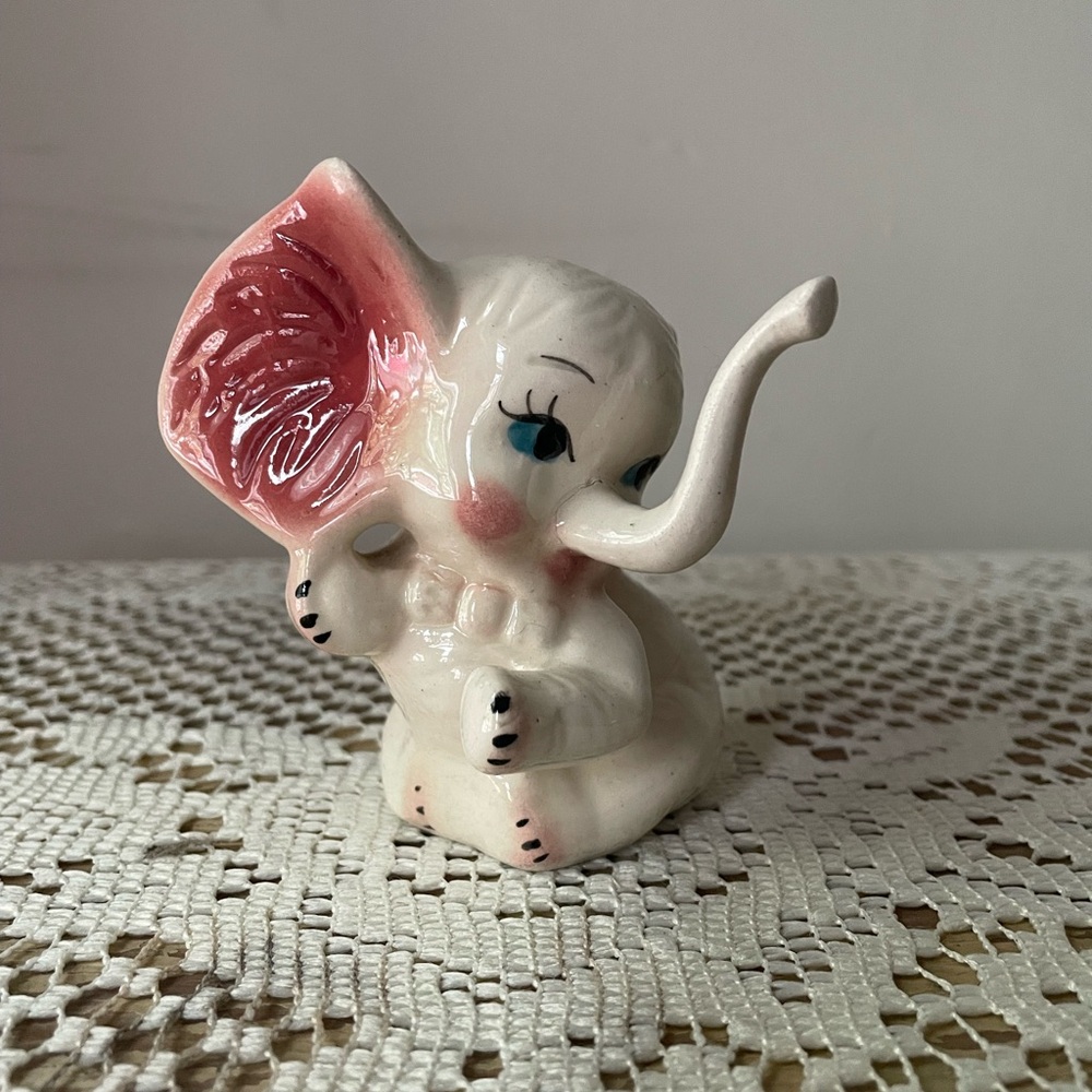 Vintage Mid- Century Ceramic White Elephant